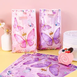 10/20/50pcs Pink/Purple Butterfly Gift Bags Plastic Candy Bag Birthday Party Decor Wedding 1st Birthday Party Favors Supplies