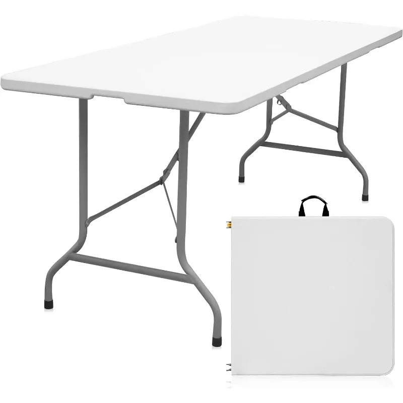 

6ft Folding Table Outdoor Rectangular Table Foldable Party Catering Rental Plastic Portable Camping Table