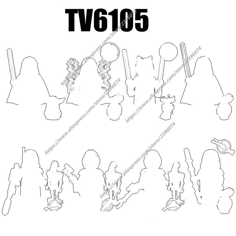 TV6105 figuras de acción accesorios de películas bloques de construcción juguetes TV8031 TV8032 TV8033 TV8034 TV8035 TV8036 TV8037 TV8038