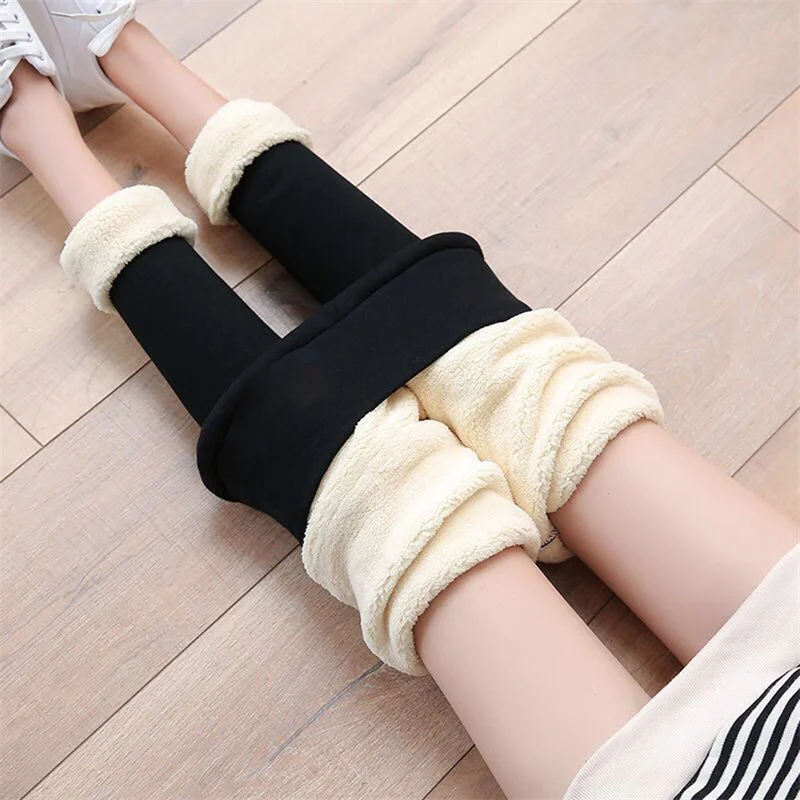 Frauen Winter Plus Samt Stretch Leggings Einfarbig Hohe Taille Warme Leggings Frauen Lamm Kaschmir Dicke Winter Leggings