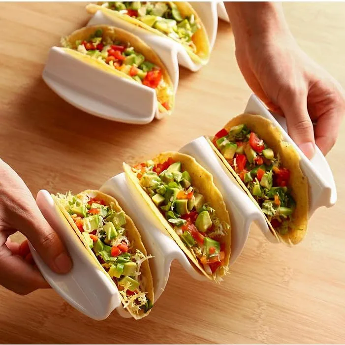 Wave Shaped Snack Plate Set Ceramic Corn Tortilla Tray Taco Bracket Fruit Plate Dim Sum Dish Dessert Plates Snack Bowl
