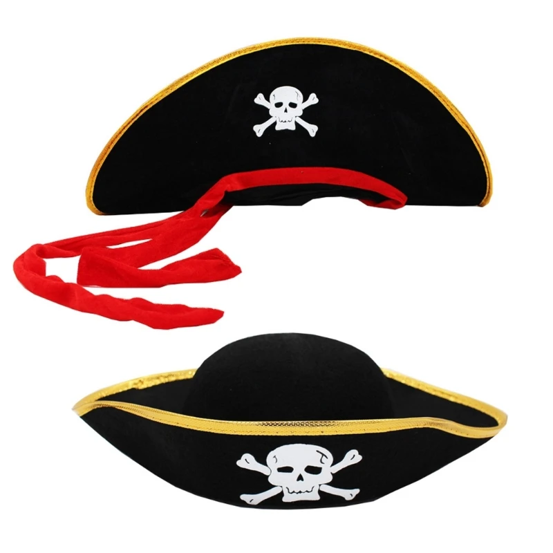 Halloween Tricorn Hat for Kids Adults Halloween Party Cosplay Costume Props Pirate Tricorn Hat for Halloween Party