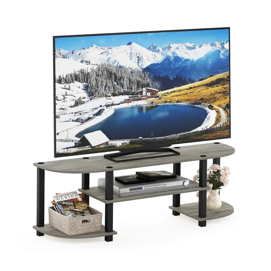 

TURNSTUBE TV Stand, Wide Entertainment Center, TV Console for TV up to 55 Inch, for Living Room, Bedroom, Oak Grey