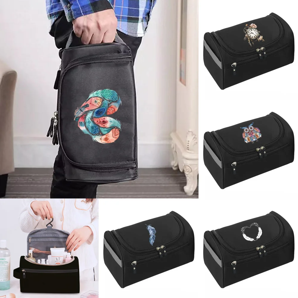 

Polyester Men Business Portable Storage Bag Toiletries Organizer Women Travel Cosmetic Bag Hanging Feather Waterproof Wash Pouch