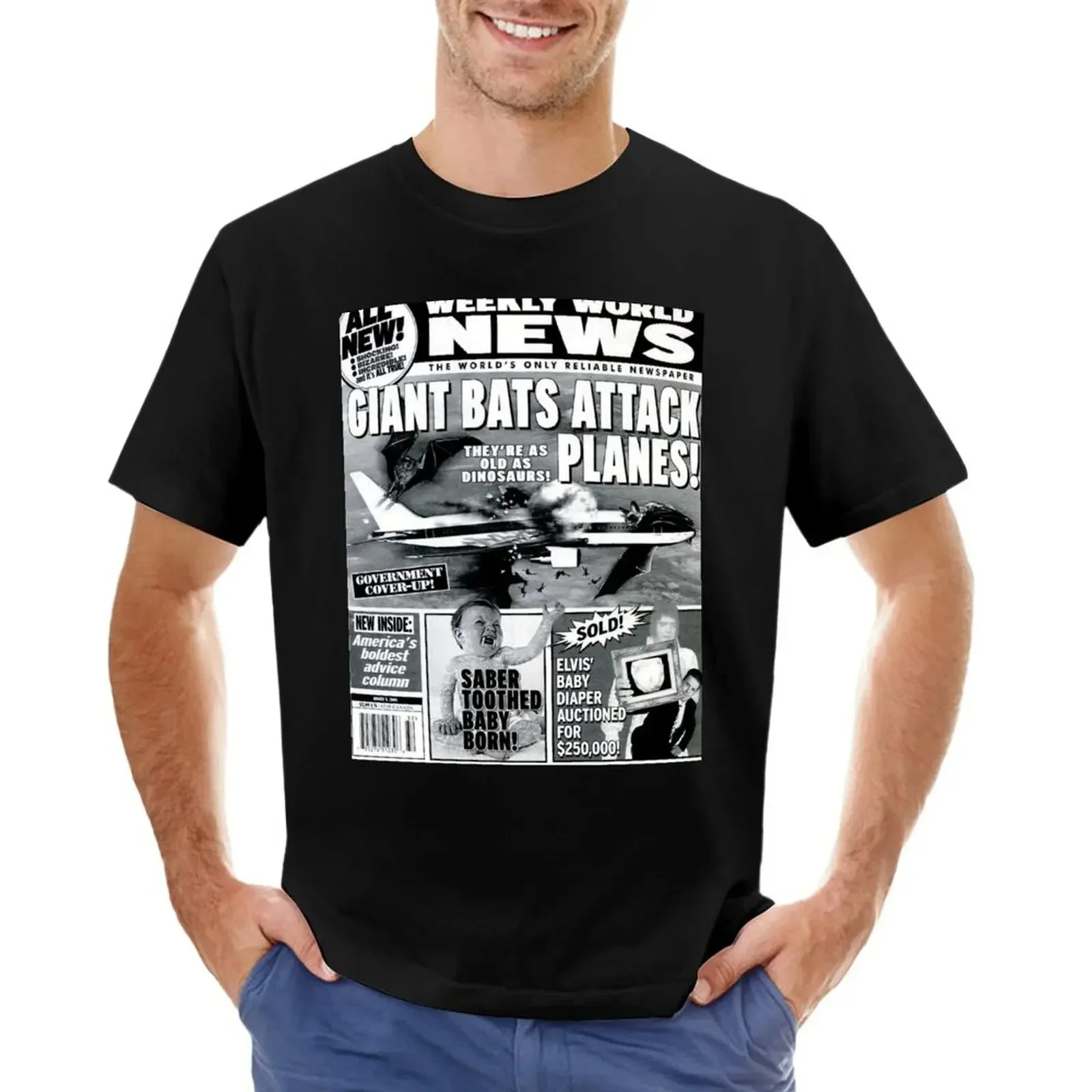 Giant bats attack planes saber toothed baby diaper auctioned king rock and roll ghost hunters ufo Bigfoot aliens bizarre T-Shirt