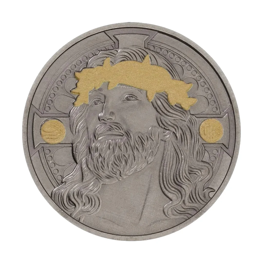 Jesus Crown of Thorns Gold Plated Souvenirs Coin Christian Gift Pray Collection Coins Home Decorations