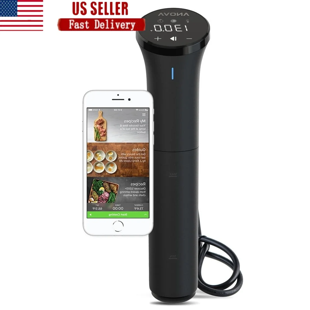 

Sous Vide Precision Cooker Bluetooth 750W Smart Control Cooking Notifications 1000 Recipes Compact Design Easy Use