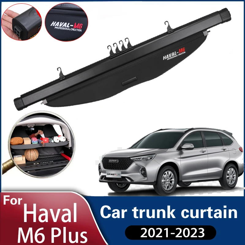 For Haval M6 M6 Plus Trunk Curtain 2021 2022 2023 Car Trunk Curtain Covers Rear Rack Partition Shelter Rtractable Accessories