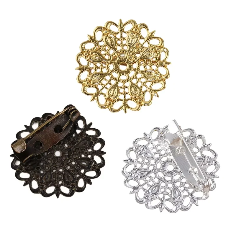 

BoYuTe Custom Made (200 Pieces/Lot) Metal Brass Filigree Peacock Feather Brooch Base Diy Hand Made Jewelry Materials