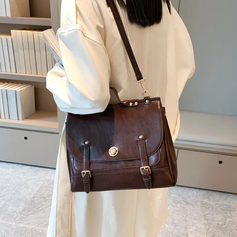 Japanese Lolita JK Uniform Shoulder School Bag Crossbody Bag  Academy Style Cambridge Backpack British Retro Postman PU Backpack