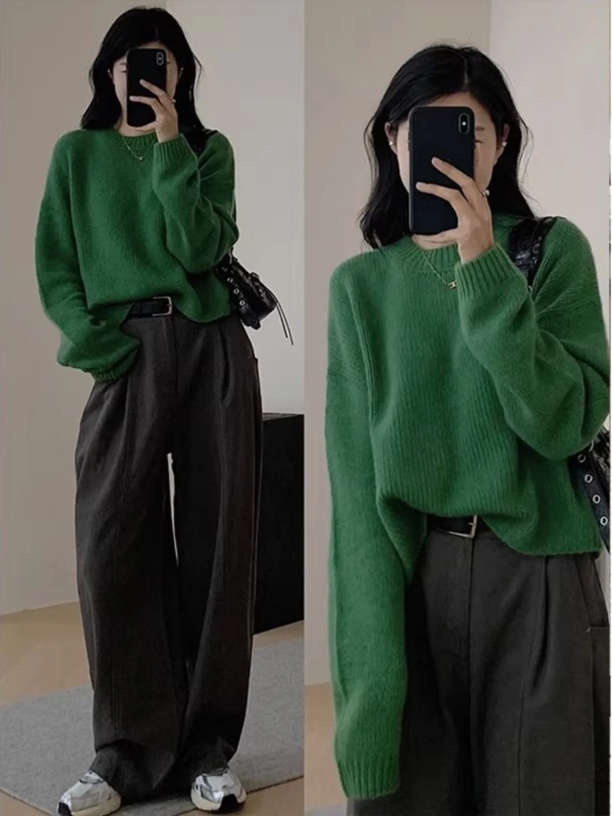 

Soft Plu Bear Velvet een Oversized Knitted Sweater Women's Spring Autumn Lazy Sle ort Length round Ne Long Sve Top