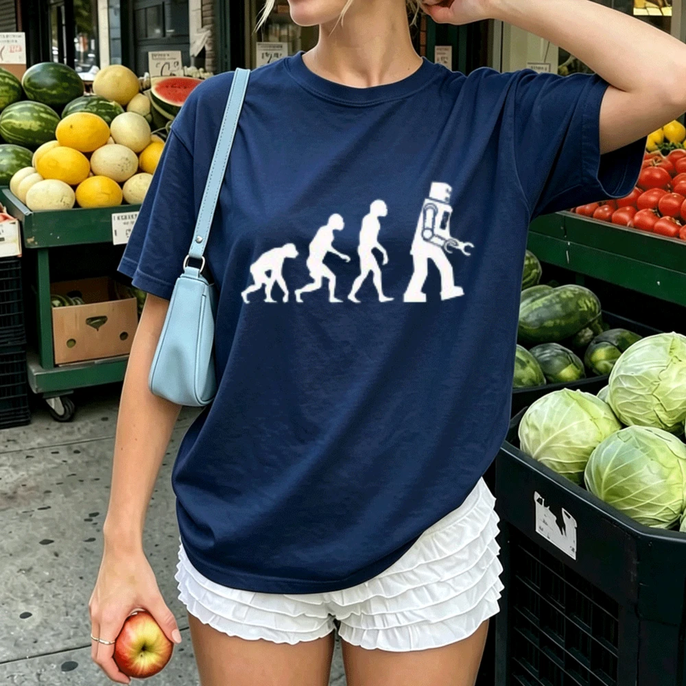 Human Evolution Wakeboarder Silhouette Graphic Cotton T‑Shirt  Funny Wakeboarding Sports Humor O‑Neck Casual Daily Streetwear