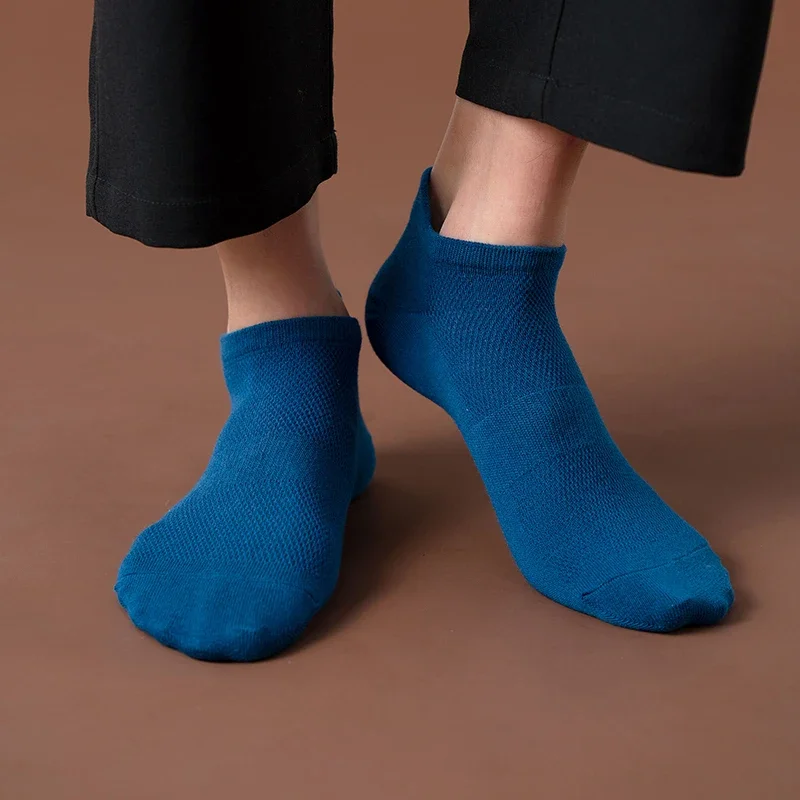 New 5 Pairs Man Cotton Short Socks Fashion Breathable Mesh Men Comfortable Casual Ankle Sock Pack Male Street Fashions