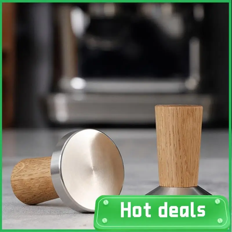

A74X-Coffee Tamper Espresso Stamp: Coffee Tamper Real Wood Handle, Espresso Tamper Includes Silicone Cushion Durable Easy To Use