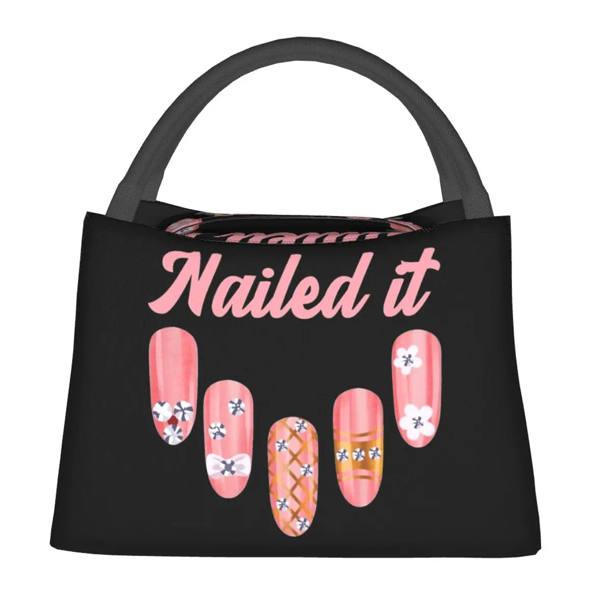 Manicurist Nailed It Nail Tech Art Lunch Bags Accessories  Insulated Canvas Cooler Bag Women Beauty Thermal Picnic Lunch Box