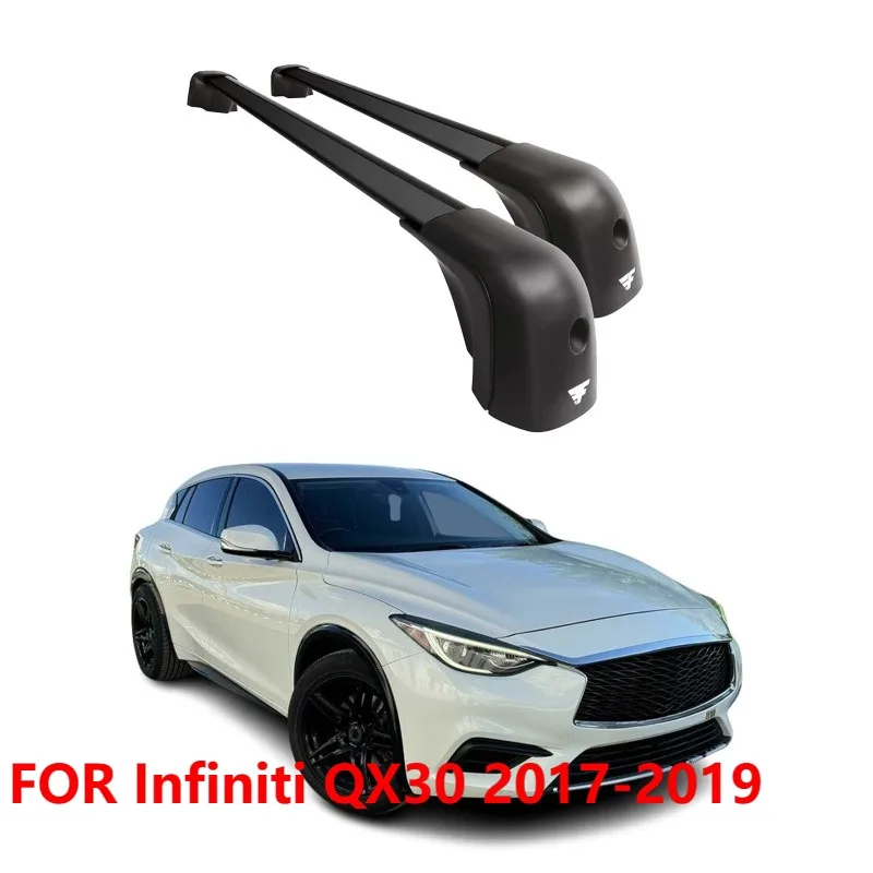 Roof Rack Cross Bars For Infiniti QX30 2017-2019, Aluminum, 220lb Capacity, Black
