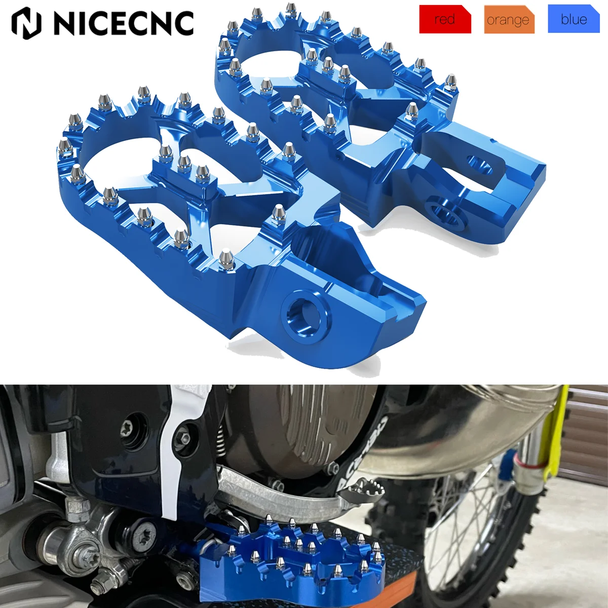 NICECNC For 2023 Husqvarna TE300 TE FE 501 450 350 300 250 200 150 125 TC FC TX FX 2017-2022 Motorcycle Foot Pegs Footrest Pedal