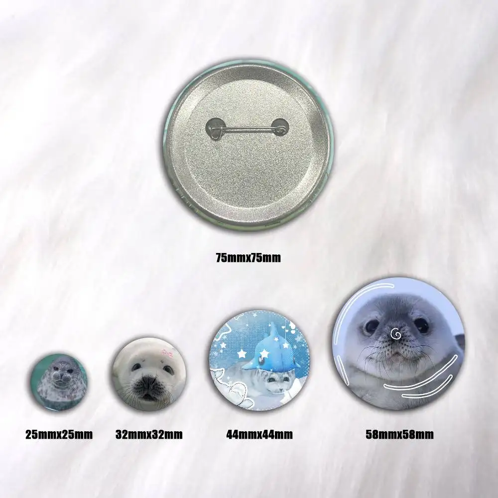 A-Seal Animal Cartoon Round Brooches On Backpack Jacket Acrylic Button Pins Collection Gifts