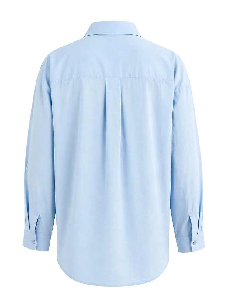 Yeezzi Damen-Baumwollhemd mit Knöpfen, weiß, 2026, neue elegante, lockere Reversbluse, lässige Langarm-Bürooberteile für Damen – Detail 10