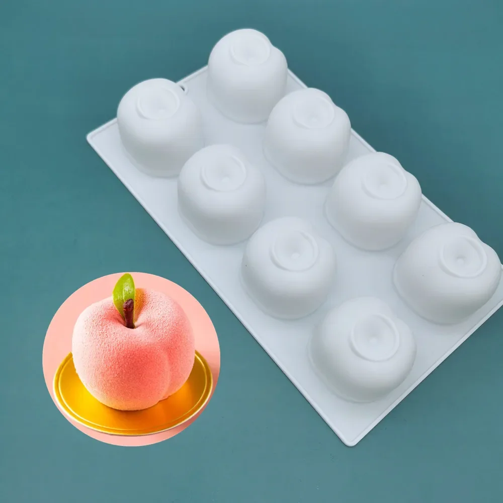 Home Kitchen Simulation Fruit Series Silicone Mousse Cake Mould, Apple, Orange, Peach, Cherry Candlestick Mould Silicone Moulds