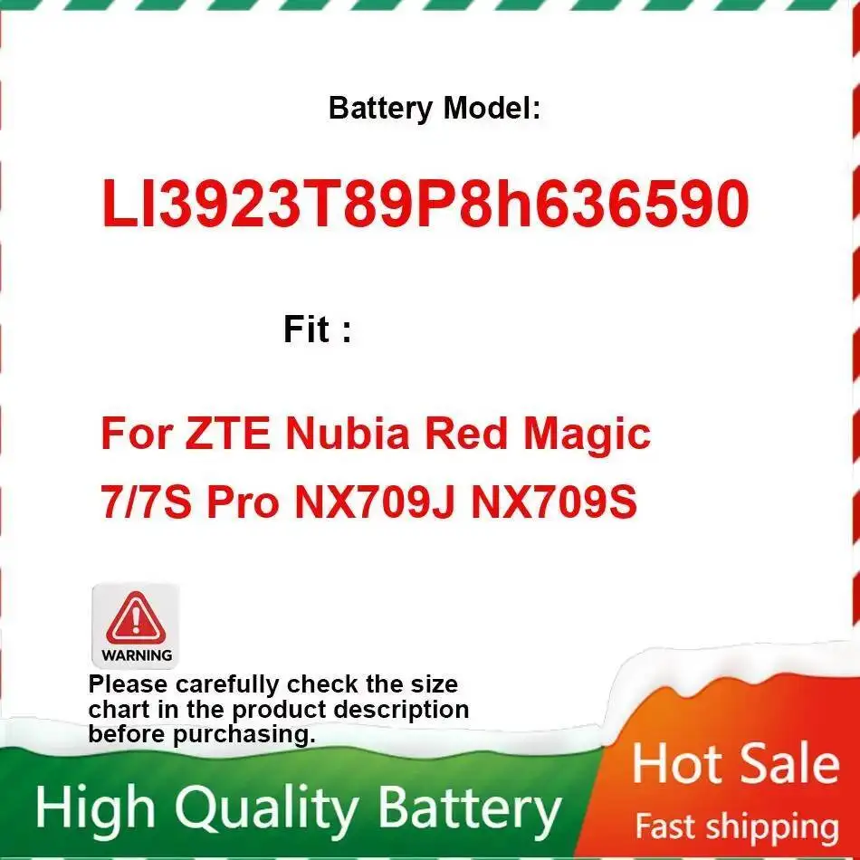 5000Mah Reliable Power Mobile Phone Battery For Zte Nubia Red Magic 7 7S Pro NX709J NX709S Li3923t89p8h636590 Portable