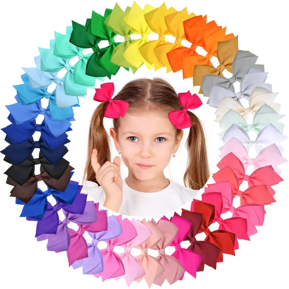 

2pcs/set 4.5Inch Candy Color Bows Hair Clip for Baby Girls Sweet Handmade Hairpins Headwear Boutique Hair Accessories Wholesale