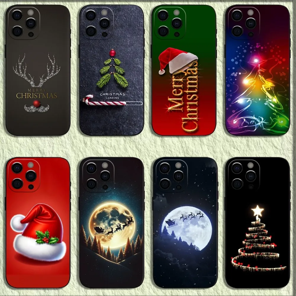 

Christmas Tree Deer Element Phone Case For iPhone 16,15,14,13,12,11,Pro,X,XS,Max,XR,Plus,Mini Soft Black Cover
