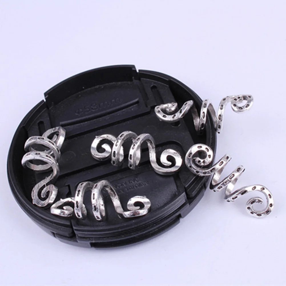 

40PCS Vintage Hair Cuffs Retro Accessories Large Hole Filigree Tube Decorative Dreadlocks Ring Stylish Braiding Beads