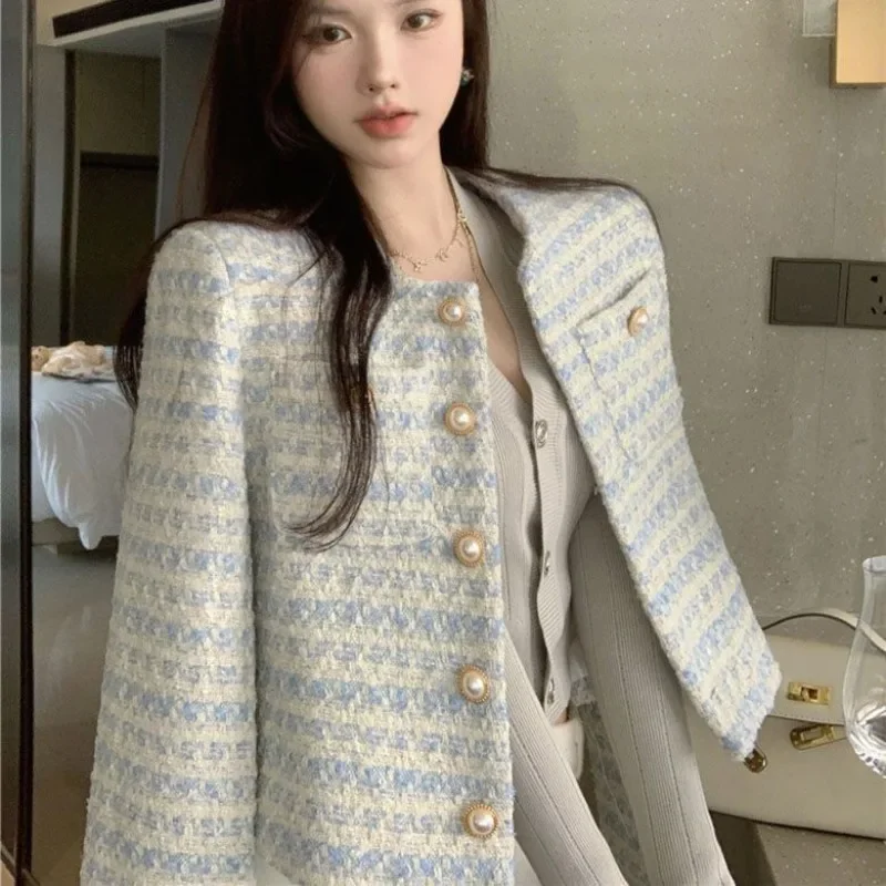 New Spring Autumn Women Small Fragrant Wind Jacket Temperament Tweed Large Size Loose Top Female Simple Fashion Short Coat