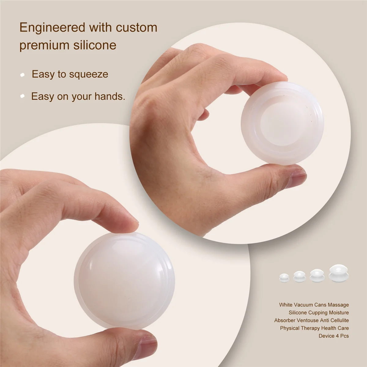 White Vacuum Cans Massage Silicone Cupping Moisture Absorber Ventouse Anti Cellulite Physical Therapy Health Care Device 4 Pcs