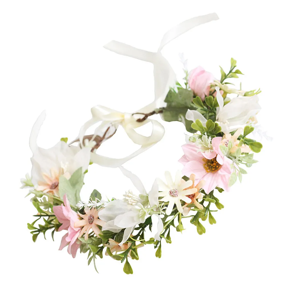 

Шелковая повязка на голову с цветами ромашек, регулируемая цветочная корона для невесты, свадебный головной убор, очаровательные легкие свадебные аксессуары для волос