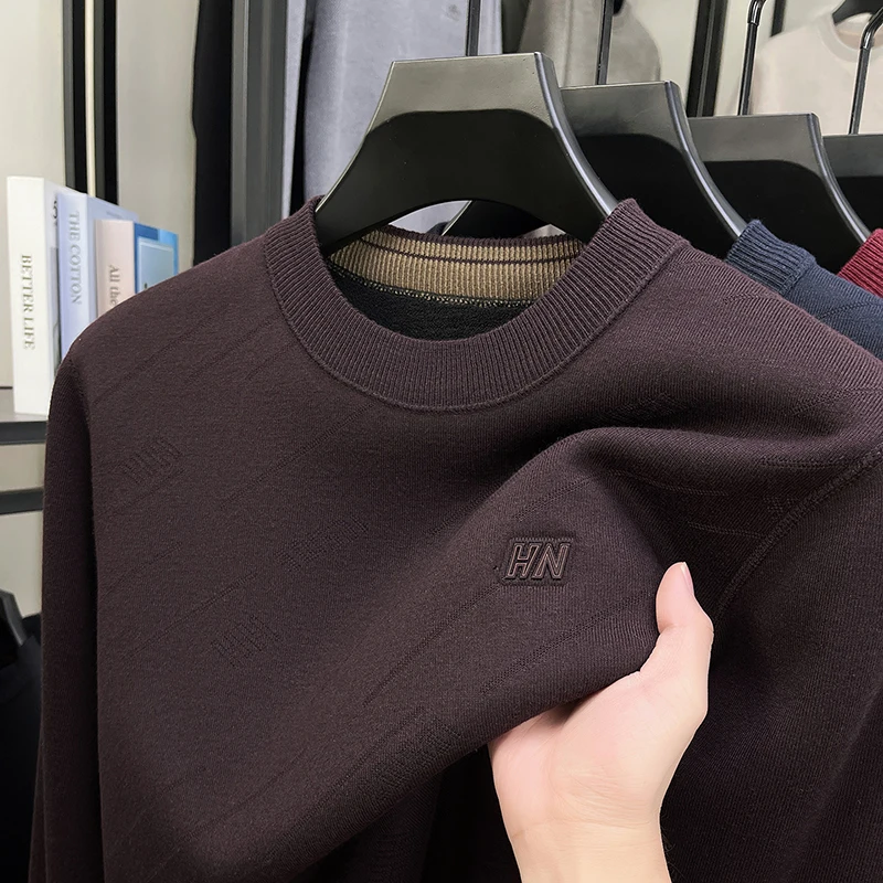 رجل جودة عالية طويلة الأكمام تريكو الصوف مبطن سميكة الخريف الشتاء الساخن الكورية نمط هود سترة موضة ملابس رجالية دافئة #5