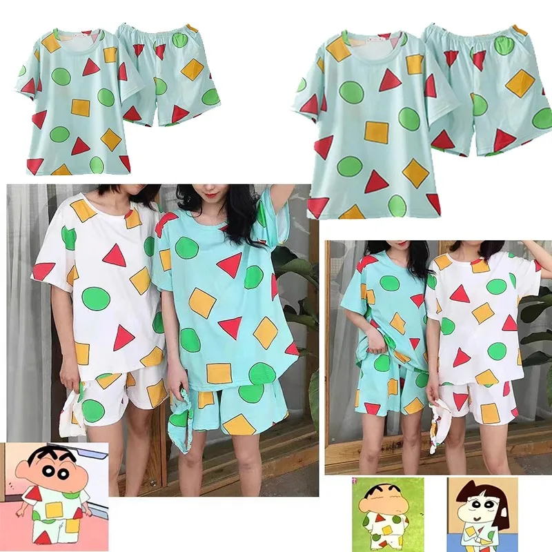 2pcs Crayon Shin Chan Home Furnishing Set Pajama Anime Women\'s Cute Pajama Set Summer Comfortable Home Furnishing Set Girl Gift