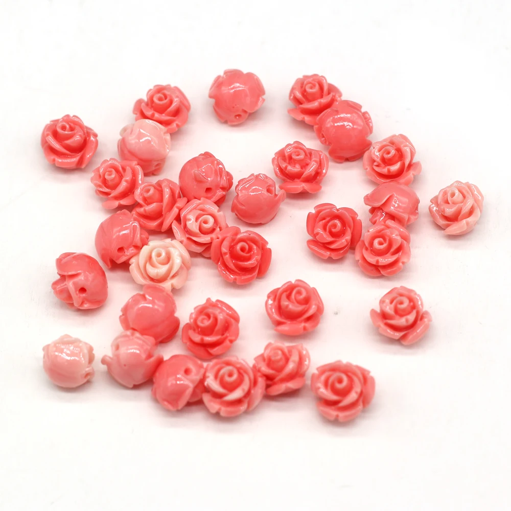 10pcs/Pack 10/11/12/15mm Flower Shape Red Natural Coral Loose Beads for Jewelry Making DIY Necklace Bracelet Earrings Accessory
