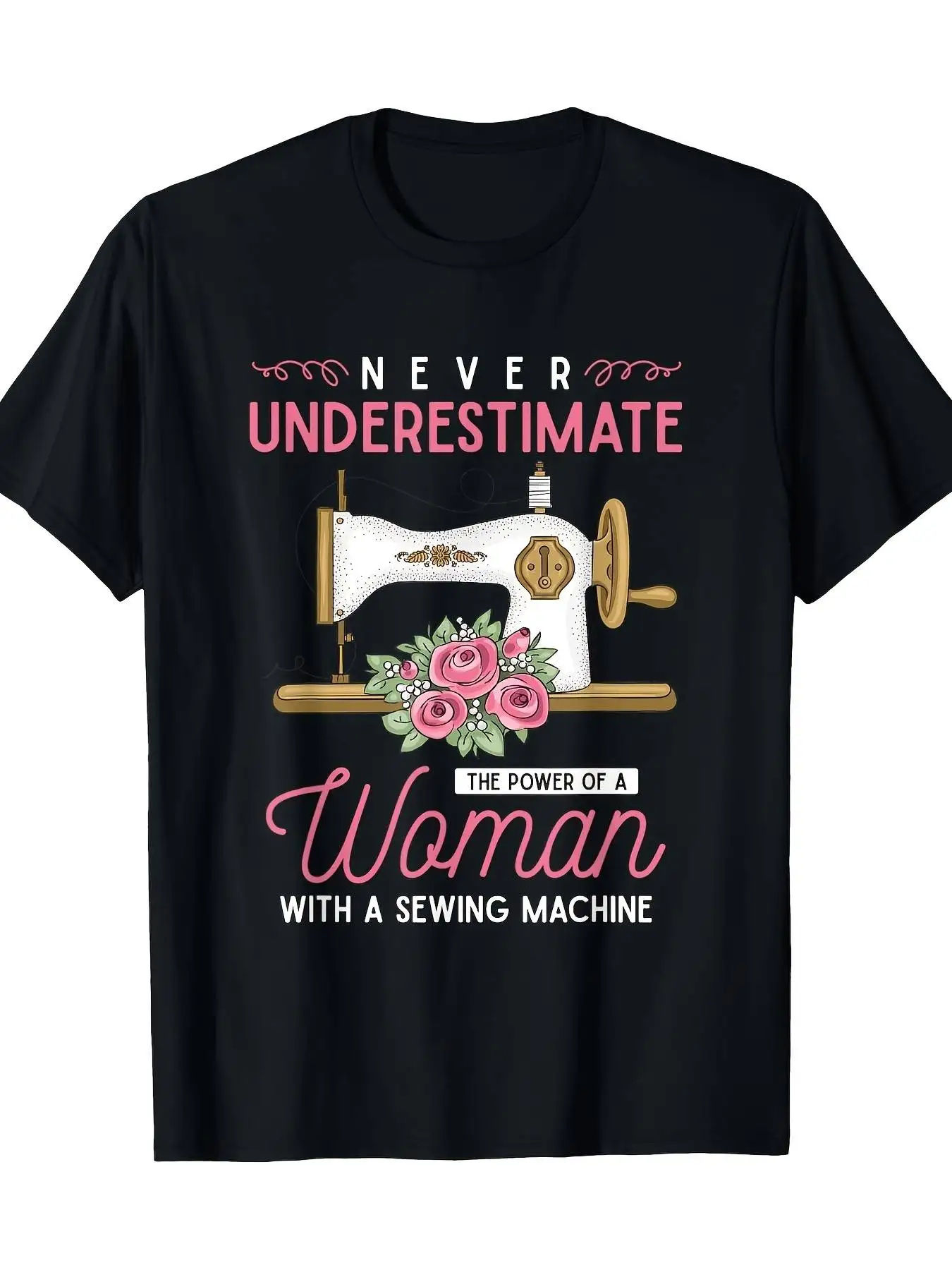 'S Sewing Machine & Quilting Machine Graphic T-Shirt Oversized Casual Short Sleeve Round Neck Tee with Sewing Machine Design & Never Underestimate Same Style for Men and 2025 Summer Short-Sleeved Printed T-Shirt G