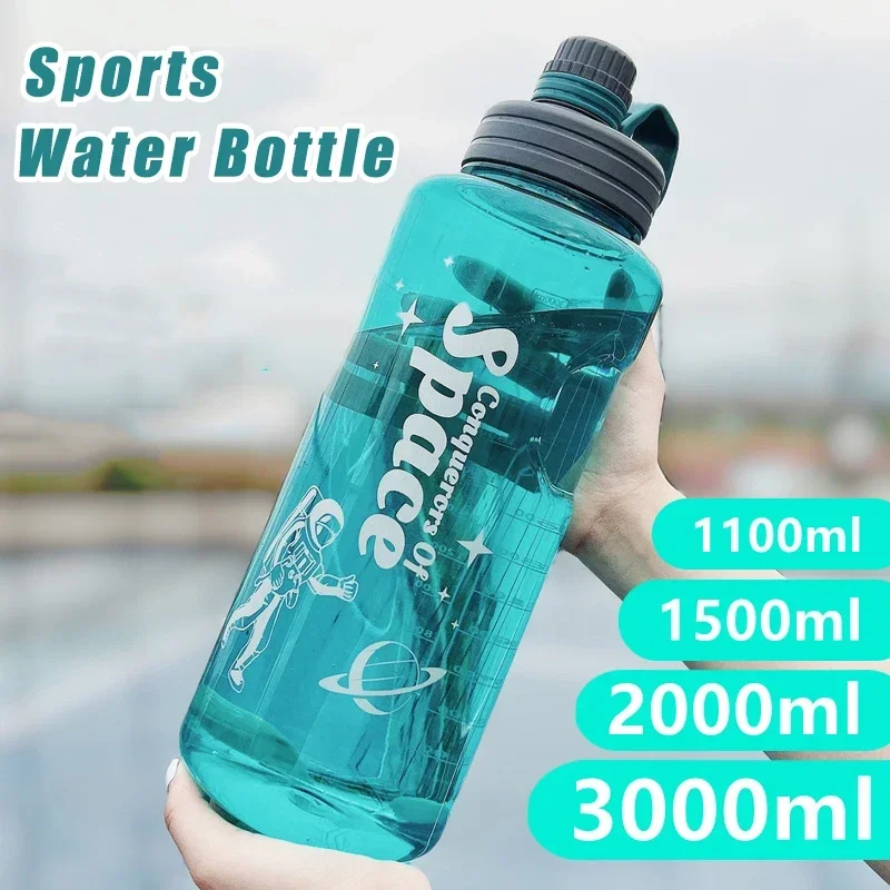 1100ML-3000ML Large Capacity Water Bottle with Straw Outdoor Portable Sports Water Bottle Summer Fitness Plastic Water Bottle