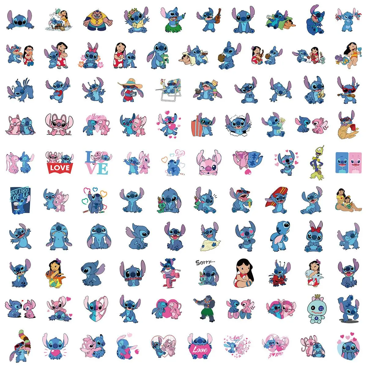 10/50/100pcs Disney Cute Pink Angel Lilo Stitch Stickers Aesthetic DIY Phone Laptop Luggage Skateboard Graffiti Decals Sticker