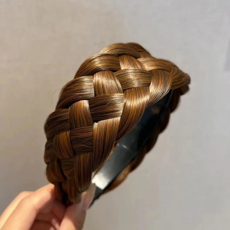 Wig Lebar Wanita Ikat Rambut Kepang Putar Aksesori Rambut Kepang Anti-selip Mode Wanita Aksesori Rambut Bando Wig Fashion Wanita