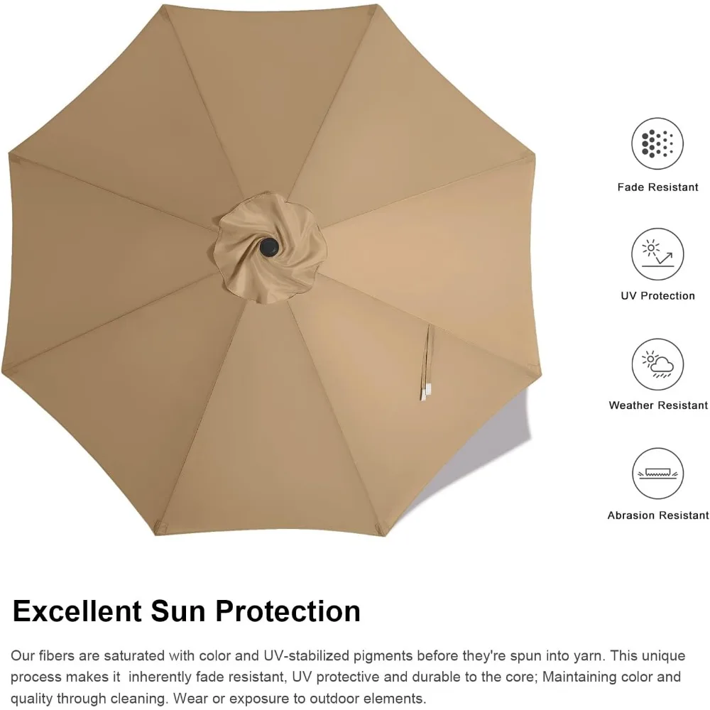 مظلة فناء خارجية بطول 9 أقدام مع كرنك، 8 أضلاع لسهولة الإعداد، مثالية للحديقة والحديقة والسطح والفناء الخلفي باللون الفيروزي