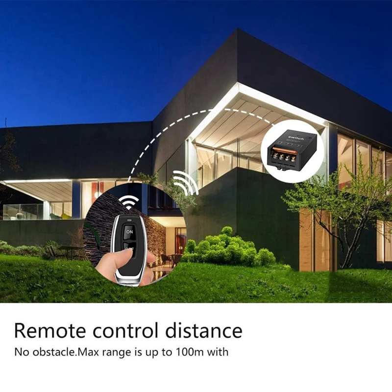 สวิตช์ควบคุมระยะไกล12V พร้อมรีเลย์30A, DC 72V 60V 48V 36V 24V 12V สวิตช์ไร้สายสำหรับไฟ, โคมไฟ, พัดลม