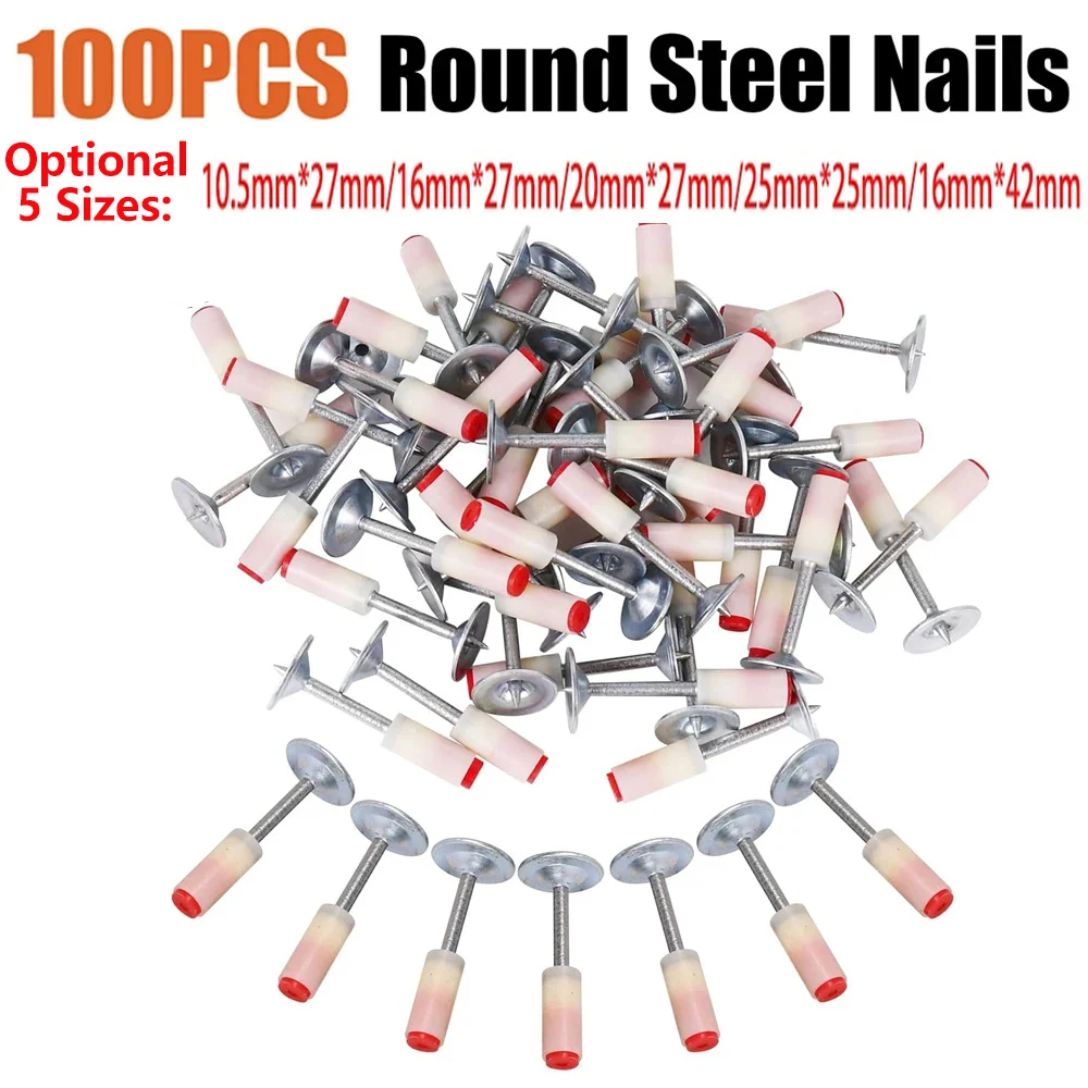 100PCS Steel Nails Round for Steel Nail Gun 10.5mm 16mm 20mm 25mm Pneumatic Nailing Gun Wall Fastening Tool Nailer Special Nails