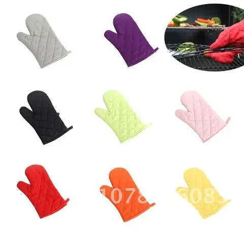 1 Pair Stylish Nordic Yellow Gray Cotton Cute Non-Slip Kitchen Cooking Microwave Gloves Baking BBQ Potholders Oven Mitts