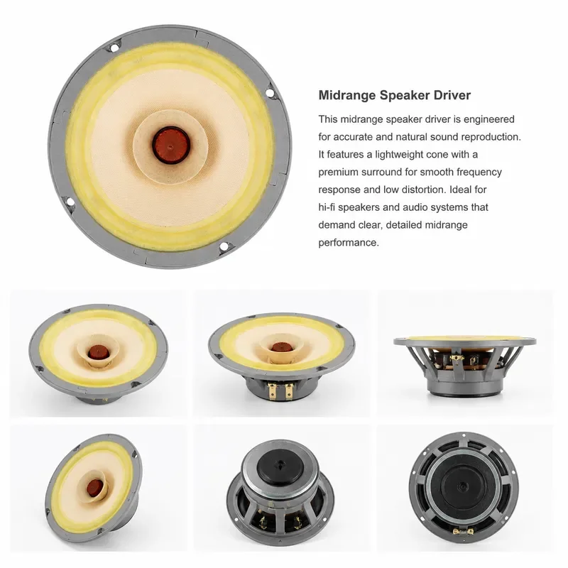 6.5 Inch Full Range Speaker 40-80W 8 Ohm Pair Desktop Bookshelf Audio Unit High Fidelity Sound System Home Theater Component
