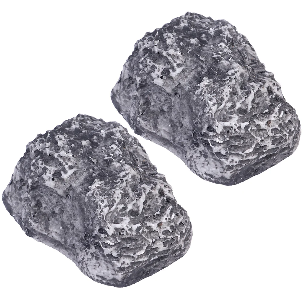 

2pcs Resin Key Hider Stone Shaped Box Outdoor Hidden Place Storage Simulated Rock Safe Mechanical Box
