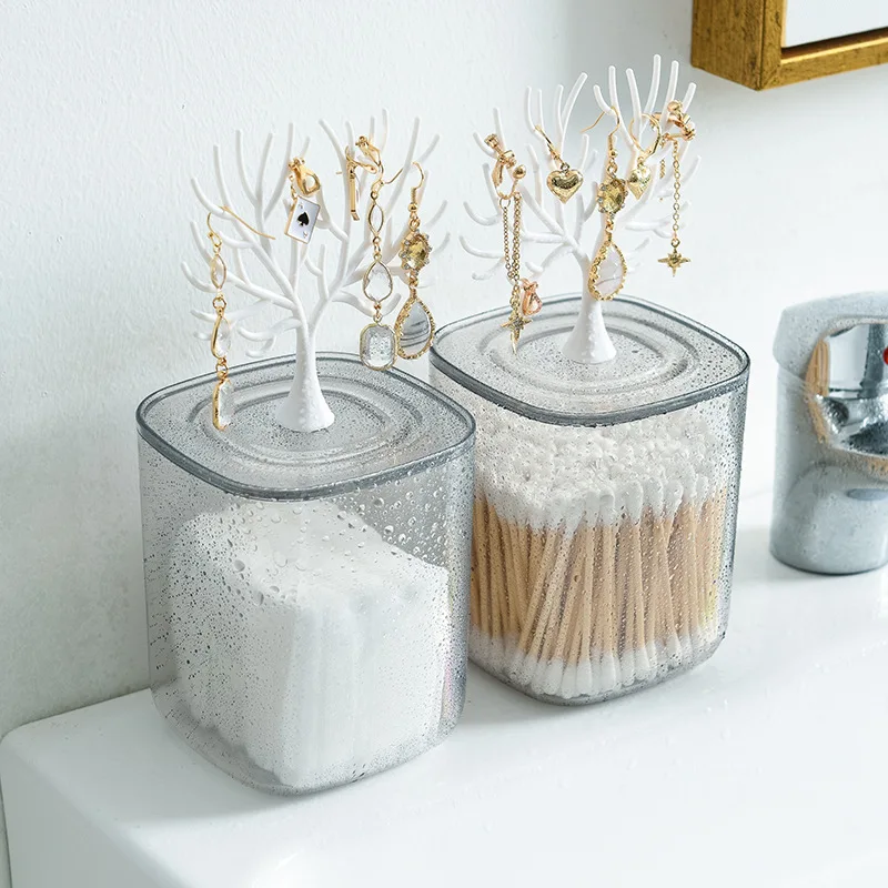 Creative Antler Jewelry Holder Cotton Swabs Container Cosmetic Makeup Cotton Pad Q-tip Organizer Acrylic Storage Box