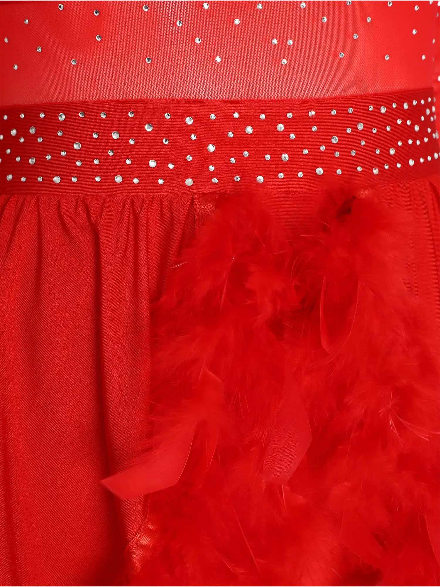 Frauen Glänzende Strass Eiskunstlauf Kleid Sheer Mesh Langarm Trikot Tutu für Lyrical Dance Gymnastik Ballett Akrobatik