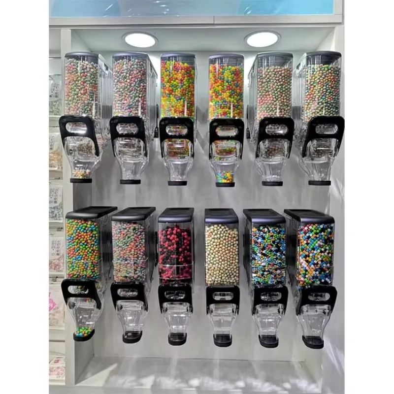 Wall-mounted gravity automaton acrylic coffee bean nut cereal candy dispenser food cereal dispenser