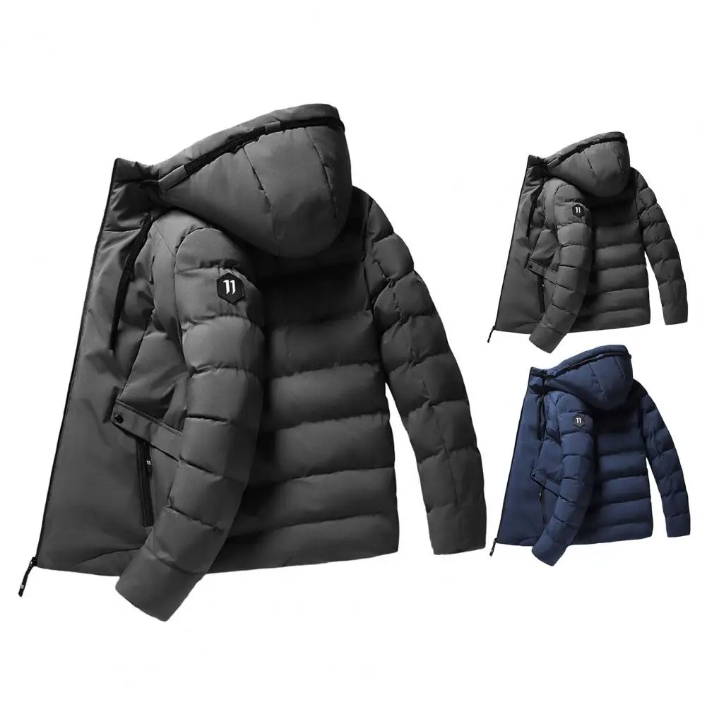 Chaqueta de invierno con capucha para hombre, abrigo cálido a prueba de viento, chaquetas gruesas con cremallera s, abrigos de plumón sólidos, M-3Xl