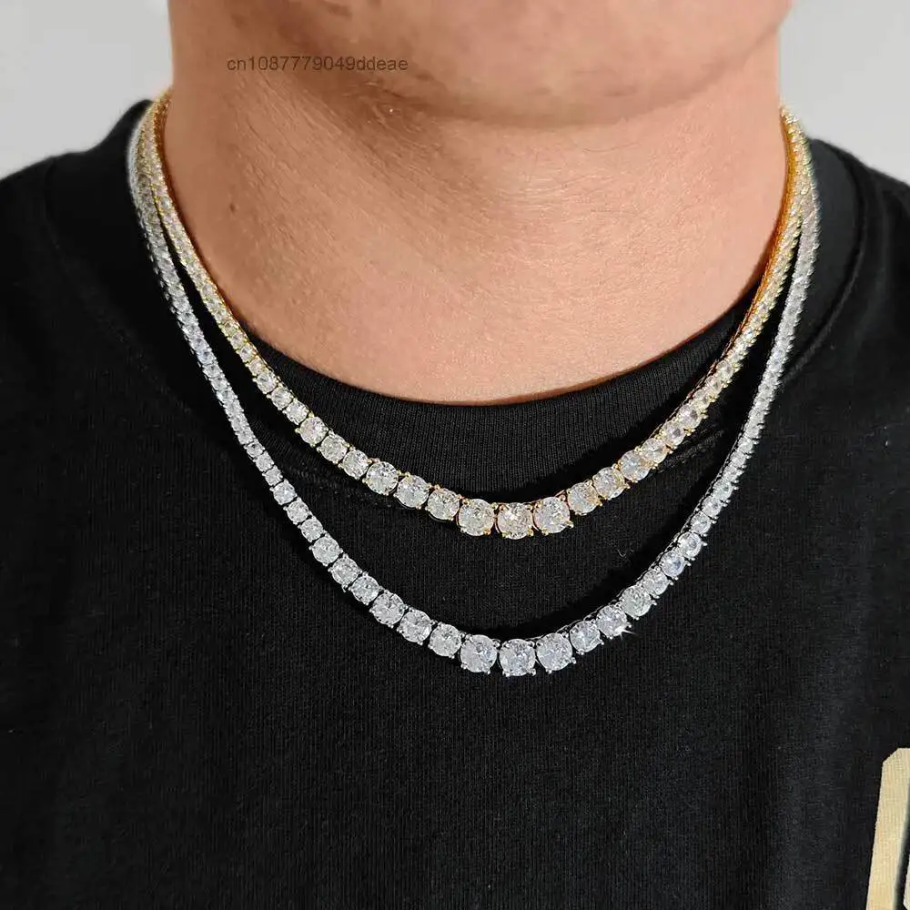

925 Sterling Silver Hip Hop Cuban Link Chain VVS Moissanite Diamond Tennis Chain Necklace and Bracelet Fashionable Accessories