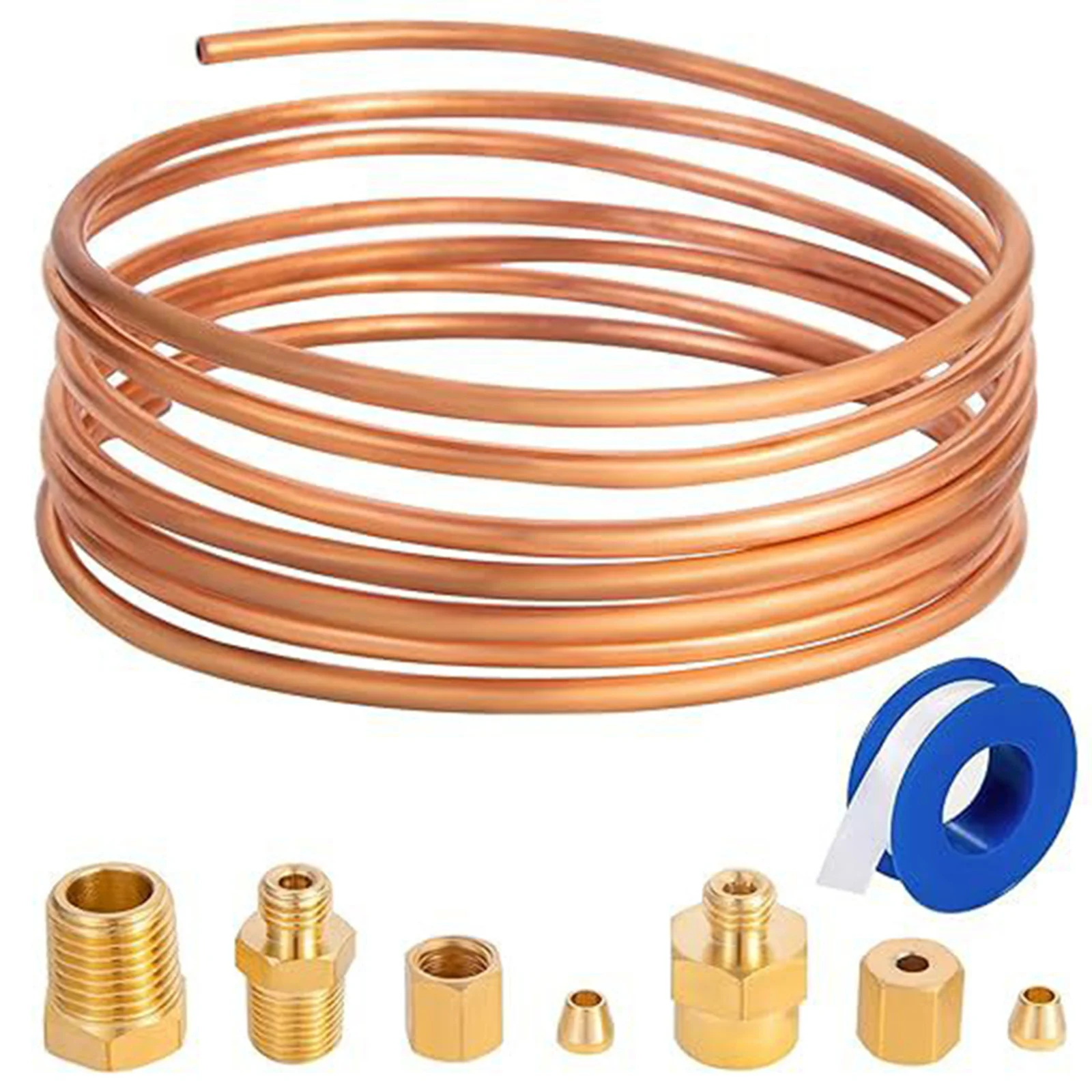 72'' Oil Pressure Gauge Tubing Kit, Set Of Copper Tube With1/4''/8''NPT High Temperature Ductility Low Magnetic Permeability